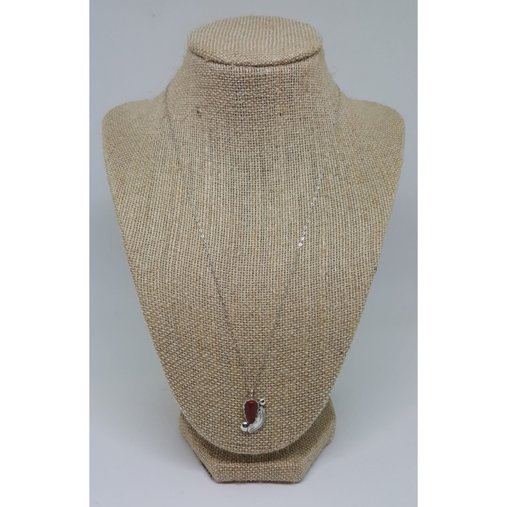 Genuine Coral Feather Sterling Silver Pendant